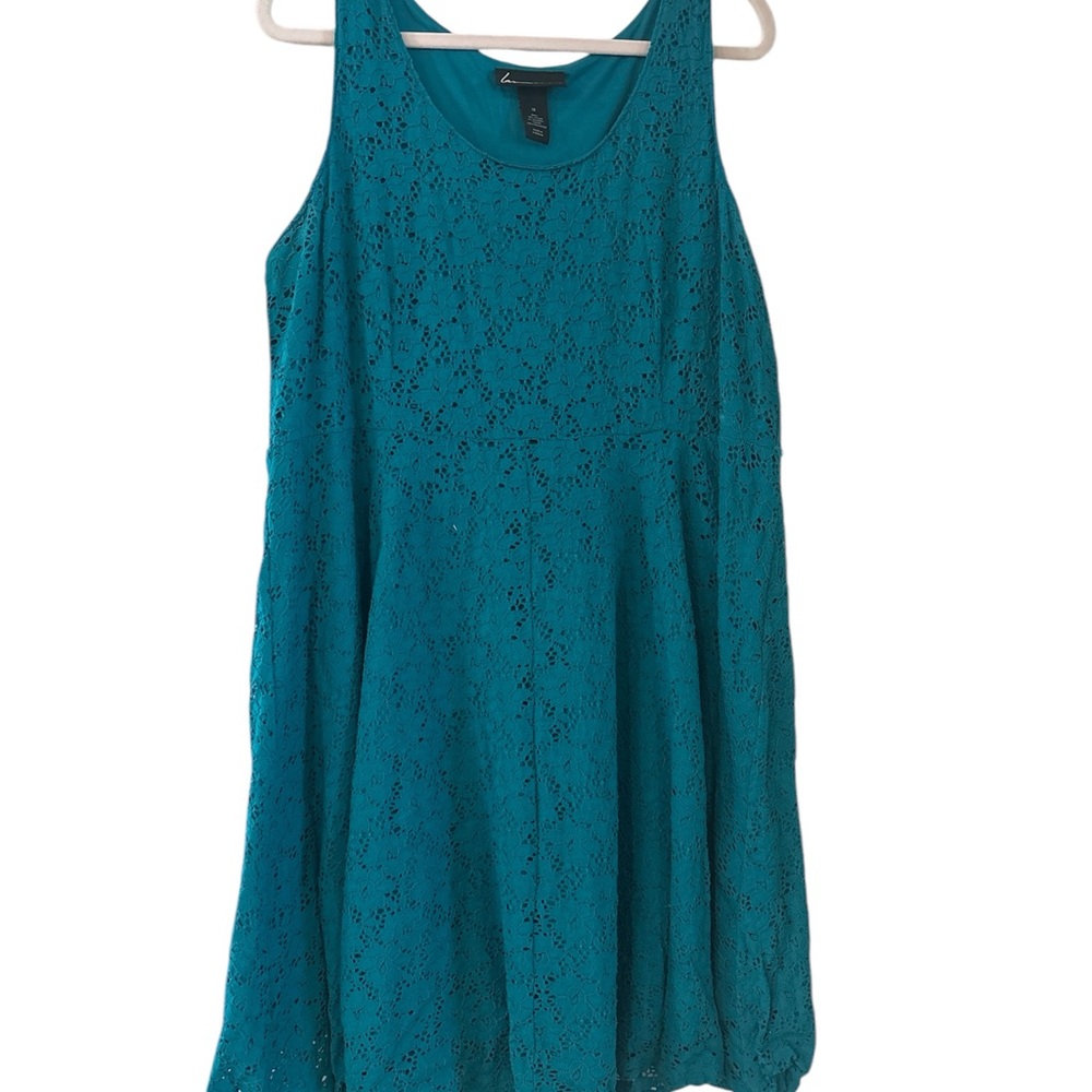 (SALE) Lane Bryant Teal Lace Midi Dress